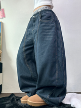 バックタトゥーレタリングバルーンデニムロングパンツ 🩵3サイズ