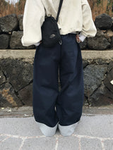 Checky Button Roll-up Wide Pants (2c)