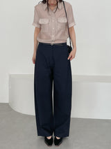 Curved Cotton Barrel Pants