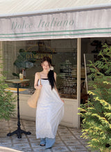 #Diamond Flower Embroidery Sleeveless Long Dress (3color)