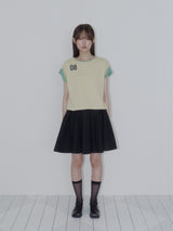 ボタンダブルスリーブレスTシャツ (イエロー)