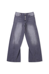 Button-fly wide denim pants