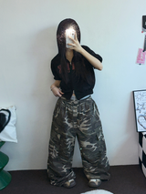 ミリタリーカーゴコットンオーバーワイドバルーンロングパンツ 🤎🩶💚3カラー