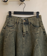 Nairo Unbalance Denim Surgery Midi Skirt