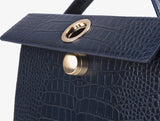 LAZEL CROC flap tote leather bag / Wani Navy