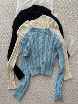 Baby Blue Twisted Long Sleeve Knitwear