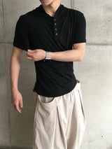 ゴーデ ヘンリーネック フーデッド ショートスリーブ Tシャツ 5カラー