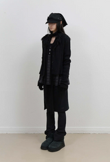 Tassel Collar Knit Cardigan / Black
