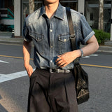 LMN Labo Slab Western Short-Sleeve Denim Shirt (5 colors)