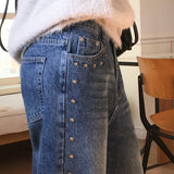 Bolf rivet point wide denim pants