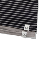 STRIPED HALTER NECK LAYERED T-SHIRT(CHARCOAL)