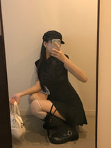 City Class Sheer Shirring HAlf Shirt& Skirt SET 