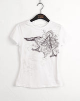 Doodle tattoo printing slim short sleeve t-shirt