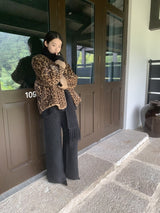 High-End Leopard Suede Fur Jacket
