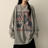 Otin ピグメントヴィンテージプリントオーバーフィットロングスリーブTシャツ