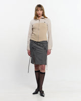 Ribbon Tied Slit Skirt _ GREY