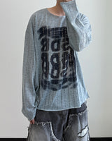 ルネラペインティングシースルーニット