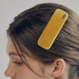 SQUARE VELVET HAIR PIN (MUSTARD)