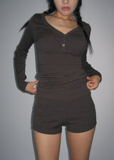 RIB BUTTON LONG TEE