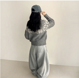 テリーフリースサイドピンタックインシジョンストリングワイドパンツ