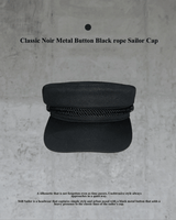 クラシックノエアメタルボタンブラックループセイラーキャップ (Black)