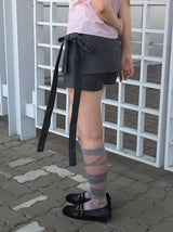 Micon Ribbon Strap Mini Skirt Pants