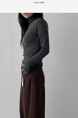 [Brushed クロンボーダータートルネックTシャツ