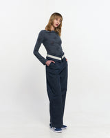 Fold Over Wide Slacks _ NAVY