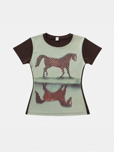 ドット ホース グラフィック スリムTシャツ