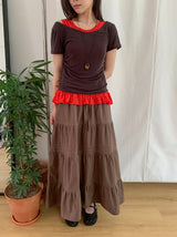 Kosel U-neck Side Shirring Short Sleeve Tee