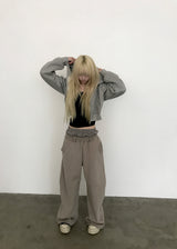 [FLEECE]クリスタルドットクロップドフードジップアップ