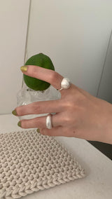 Matt silver open ring set