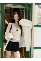 Best Lace V-neck Frill Sleeveless T-shirt