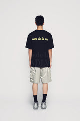 24FW ヘッドセットボーイレタリングベビーフェイス半袖Tシャツ ブラック