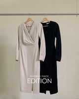 【MADE】Vネックシャーリングロングワンピース