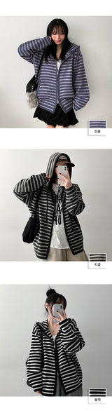 Kai Boxy Two Way Dangara Knit Hooded Zip-Up