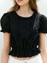 CROP LACE BLOUSE BLACK