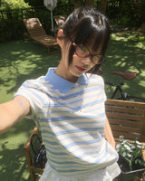 Anik Stripe Polo Collar T-shirt
