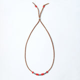 leather & turquoise beads necklace brown