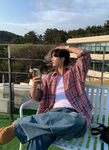 アヌオーバーフィットチェックシャツ