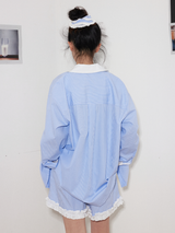 "Starfish pearl"  ホットフィックスストライプシャツ パンツスーツ