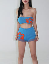 Flower knit bikini swimwear