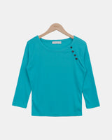 Hena Diagonal Button 7-Sleeve T-Shirt