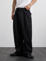 Hook pin-tuck stripe trousers 3color