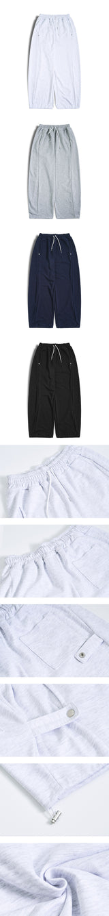 [Unisex] サイドストラップワイドスウェットパンツ (4color)