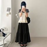 レイヤードスリーブレストップス 🌼 フリルニットストラップスリーブレスビスチェ (3 colors)