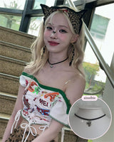 [Aespa Winter Necklace] Vintage Heart Locket Choker Necklace - Silver ver.