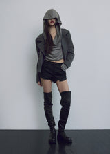 ROUGH-CUT SHORTS, COTTON BLACK