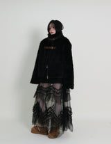 Rachel Two-Belt Detail Short Length Fur Jacket (Lining Quilted)