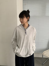 Darun Waffle Color Matching Button Hoodie